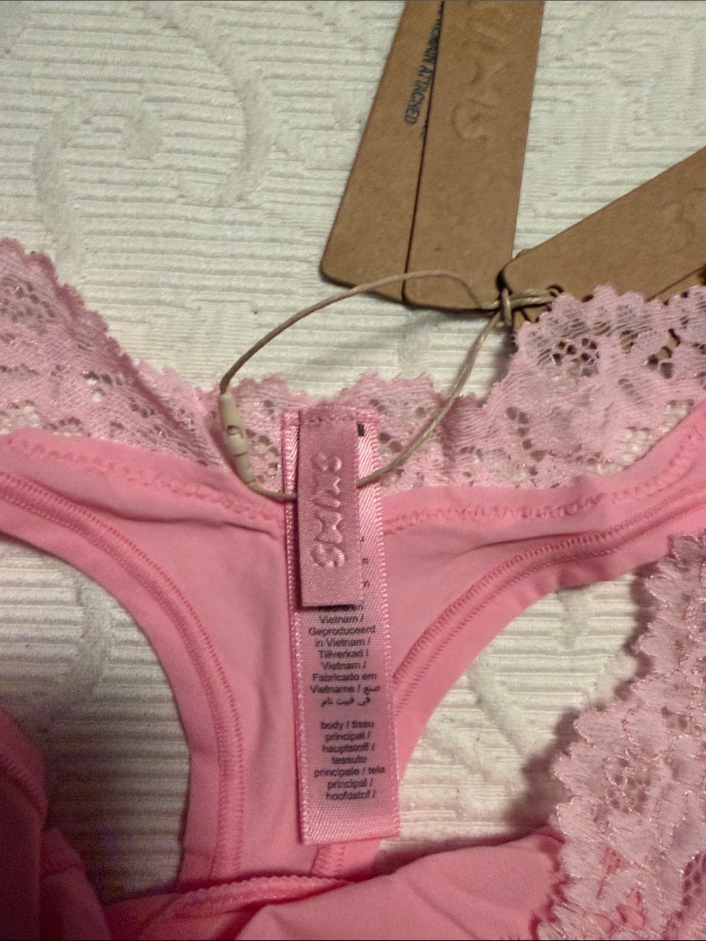 SKIMS fit everybody lace unlined Demi bra and lace dipped thong. NWT 36D and Med - Picture 3 of 8